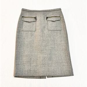 J. Crew Wool Pencil Skirt Gray Front Zippered Pockets Size 4